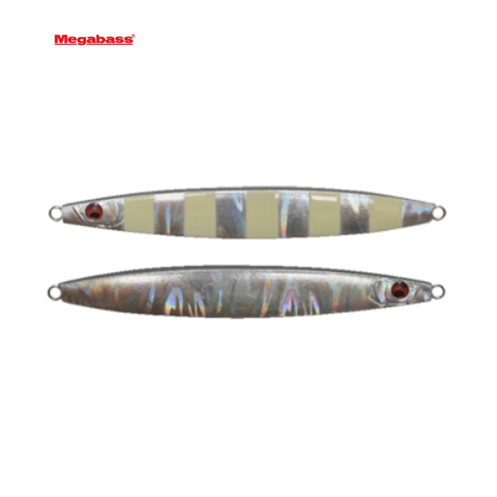 메가배스 슬래쉬비트 갈치 지깅 텐빈 텐야 바다 루어 낚시 메탈 지그 글로우 지브라, 120g - 상품 이미지