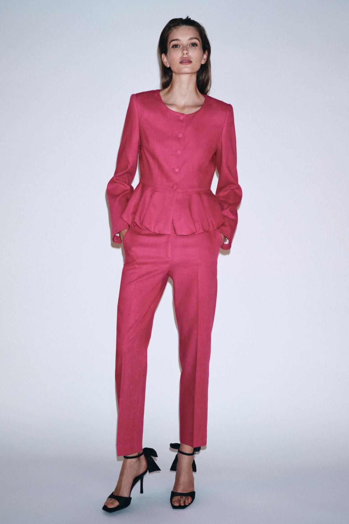 자라 하이웨이스트 핑크 슬림 팬츠 8503/390 FUCHSIA - 상세 이미지 2