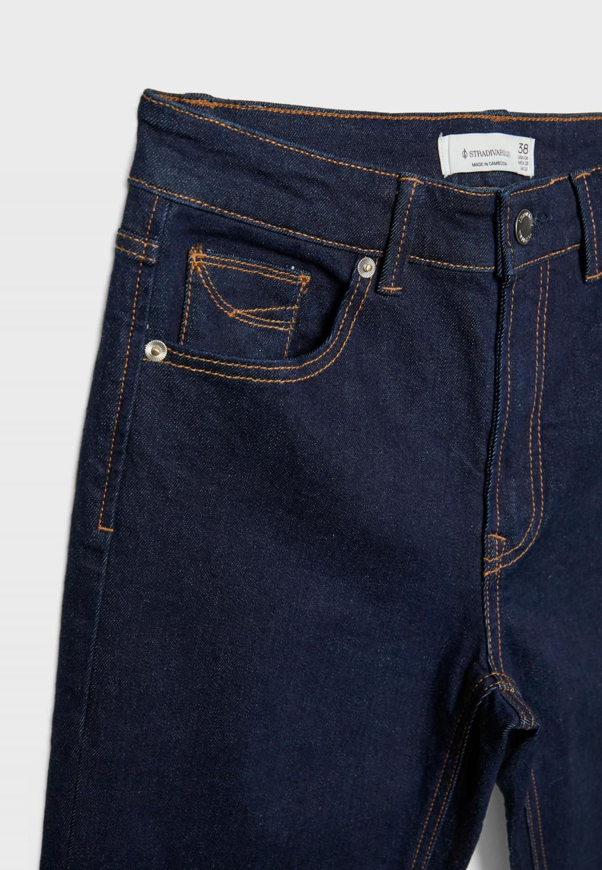 스트라디바리우스 크롭 부츠컷 하이웨이스트 데님 팬츠 1480/410 OVERDYED BLUE DENIM - 상세 이미지 4