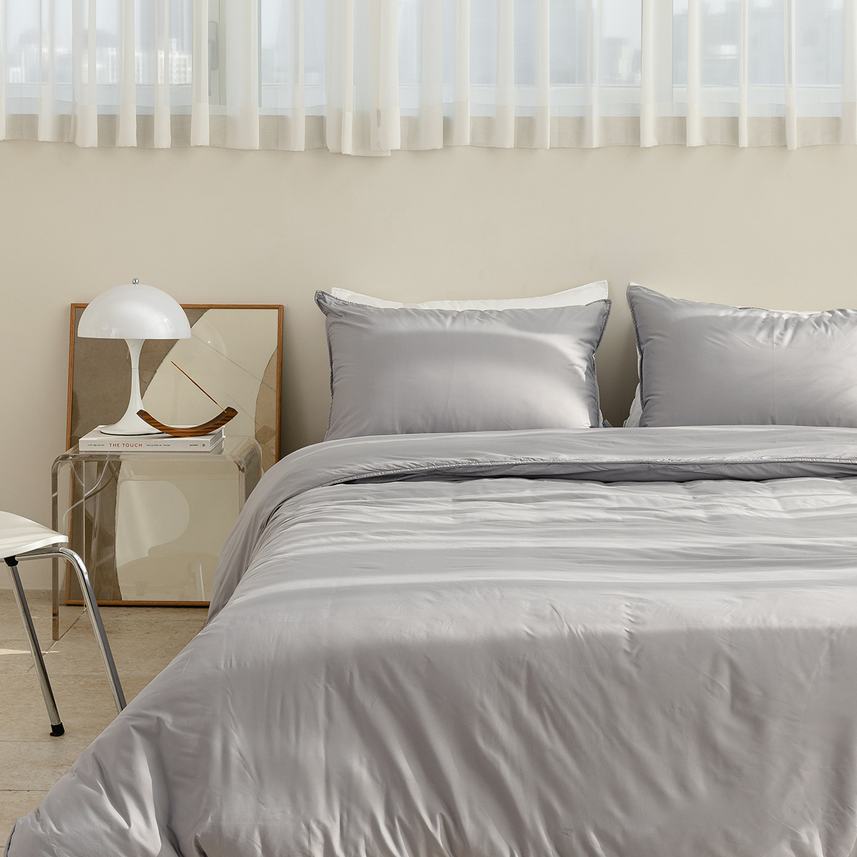 모닝 호텔침구 1인가구 자취방 보들보들 바스락 알러지케어 사계절 이불세트 그레이, Q(퀸)