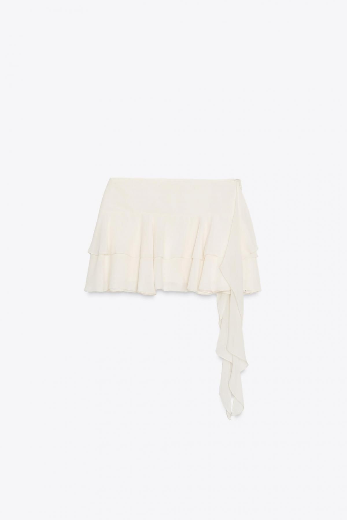 자라 프릴 미드웨이스트 스커트팬츠 4391/508 ECRU