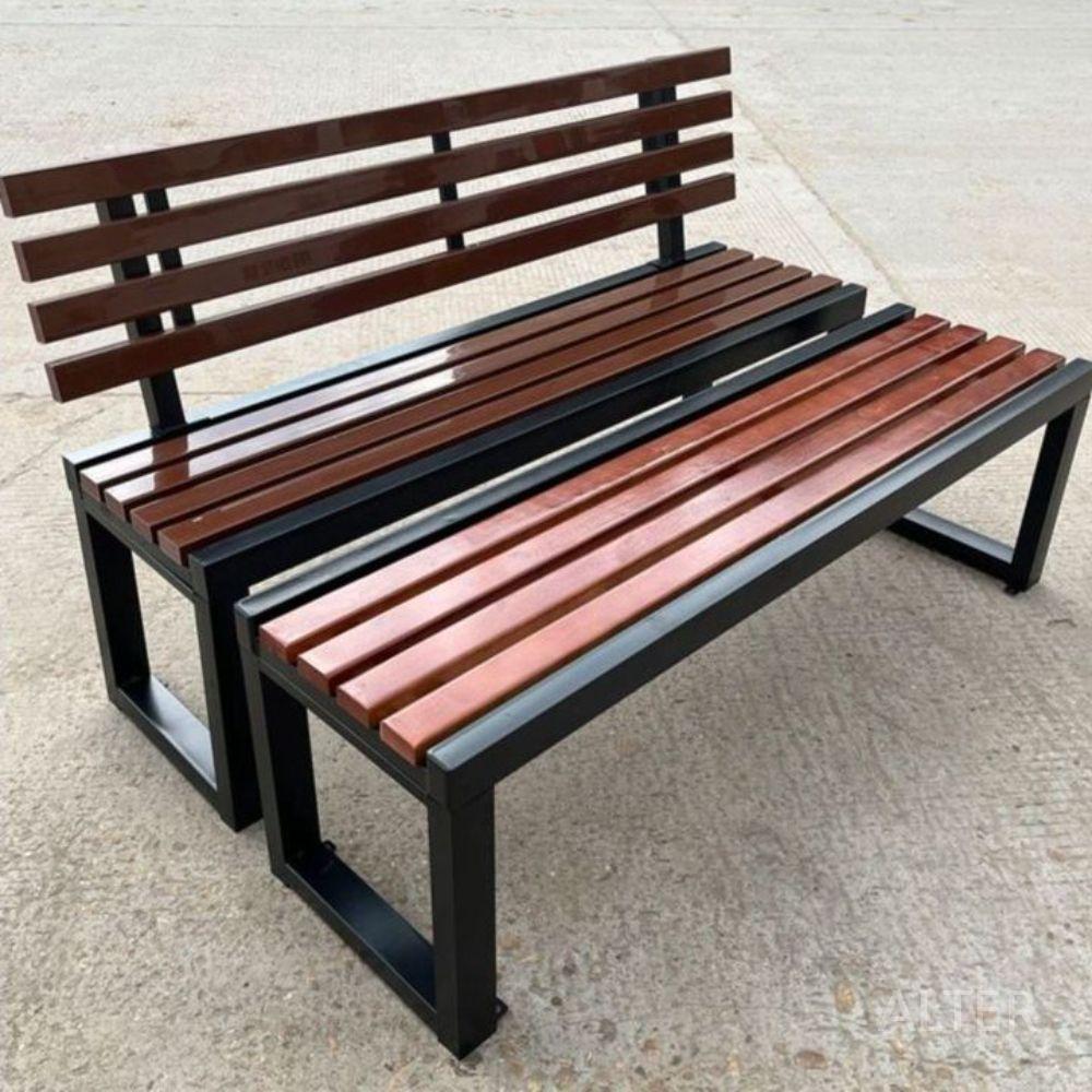 등받이 벤치 의자 야외 공원 나무 촬영 카페 100x40x45CM 브라운 방부목 - 상세 이미지 2