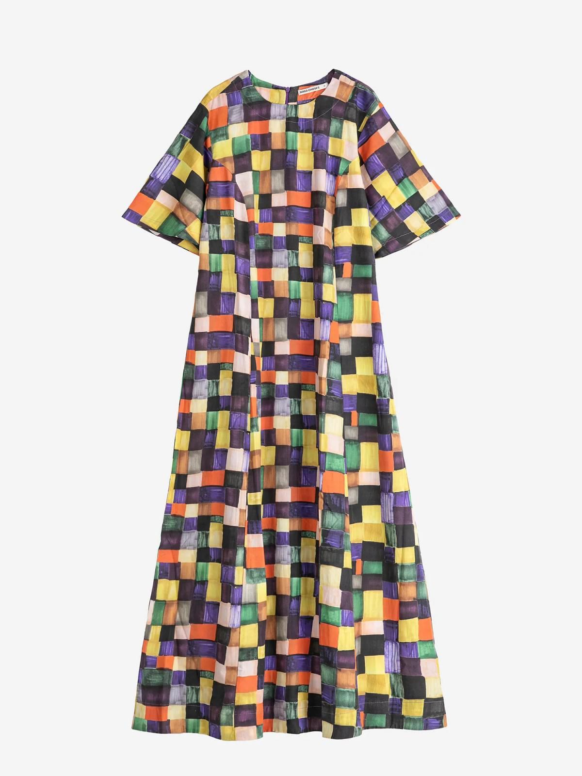 보보쇼즈 멀티컬러 레인보우 체크 미디 원피스 B225AD050 ONE COLOR - 상품 이미지