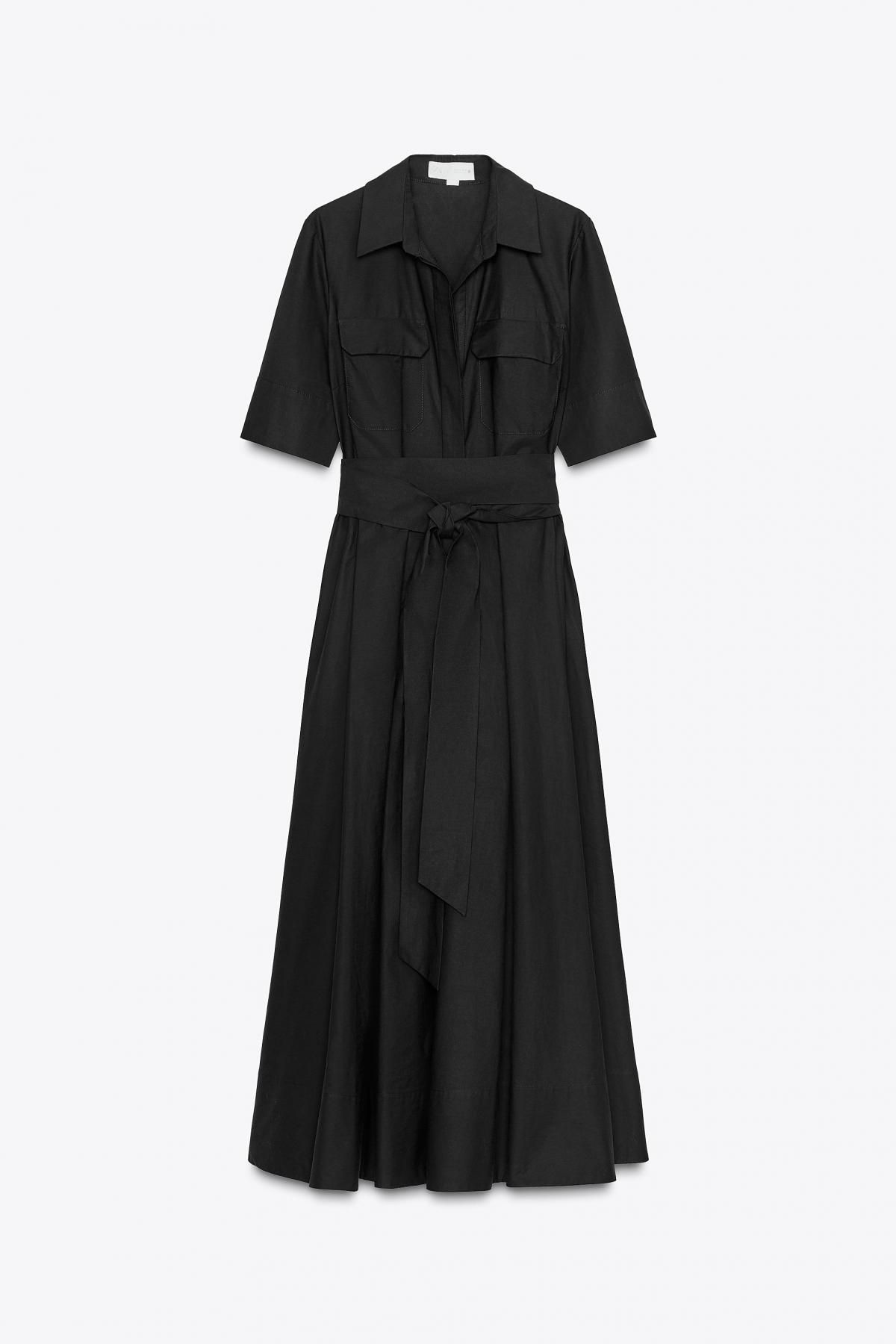 자라 블랙 포플린 미디 원피스 2640/325 BLACK - 메인 이미지