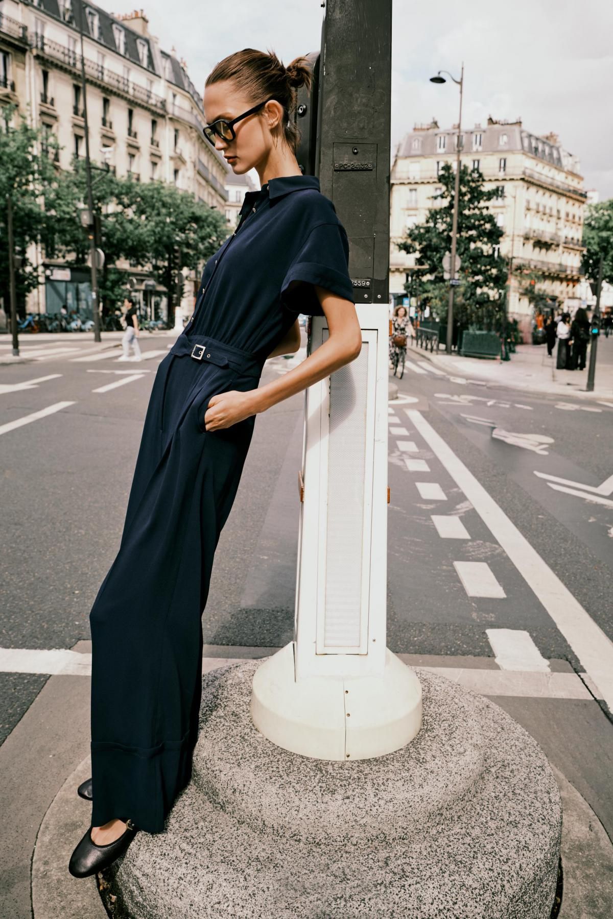 자라 테크니컬 와이드핏 네이비 크레이프 점프수트 8215/572 NAVY BLUE - 상세 이미지 5