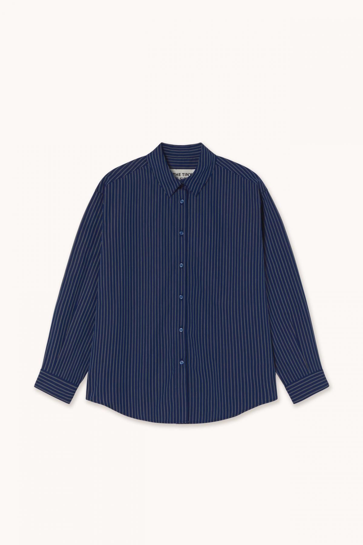타이니코튼 스트라이프 네이비 릴렉스핏 롱슬리브 셔츠 AW25-621S02 ONE COLOR - 메인 이미지