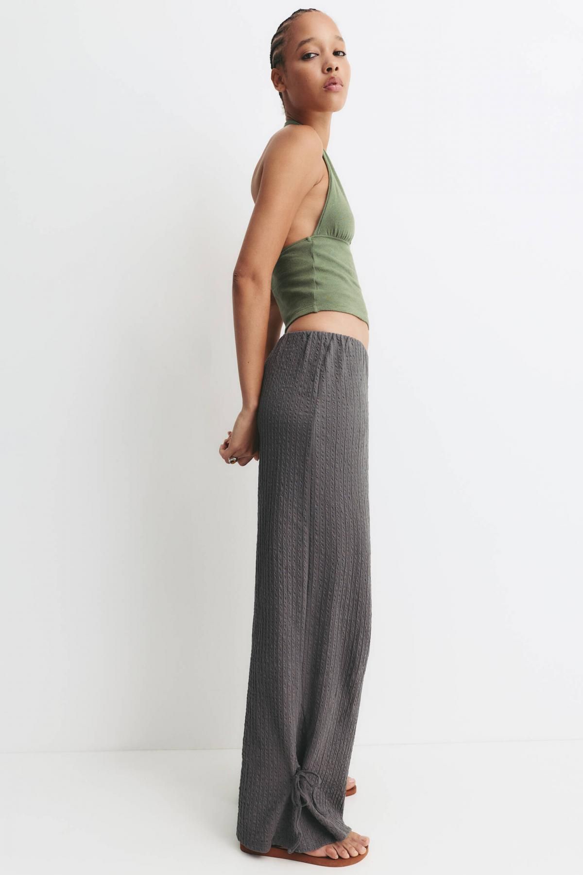 풀앤베어 내추럴 러스틱 텍스처 와이드 니트 팬츠 7675/390 ANTHRACITE GREY - 상세 이미지 4