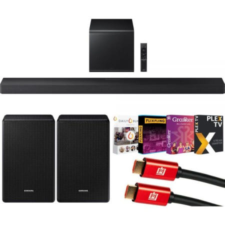 Samsung [해외]삼성 Q 시리즈 사운드바 HW-QS700F 3.1.2ch 서브우퍼 (2025) Q-심포니 번들, SWA-9500S 무선 후면 스피커, 테크 스마트 USA 프리미어 영화 스트