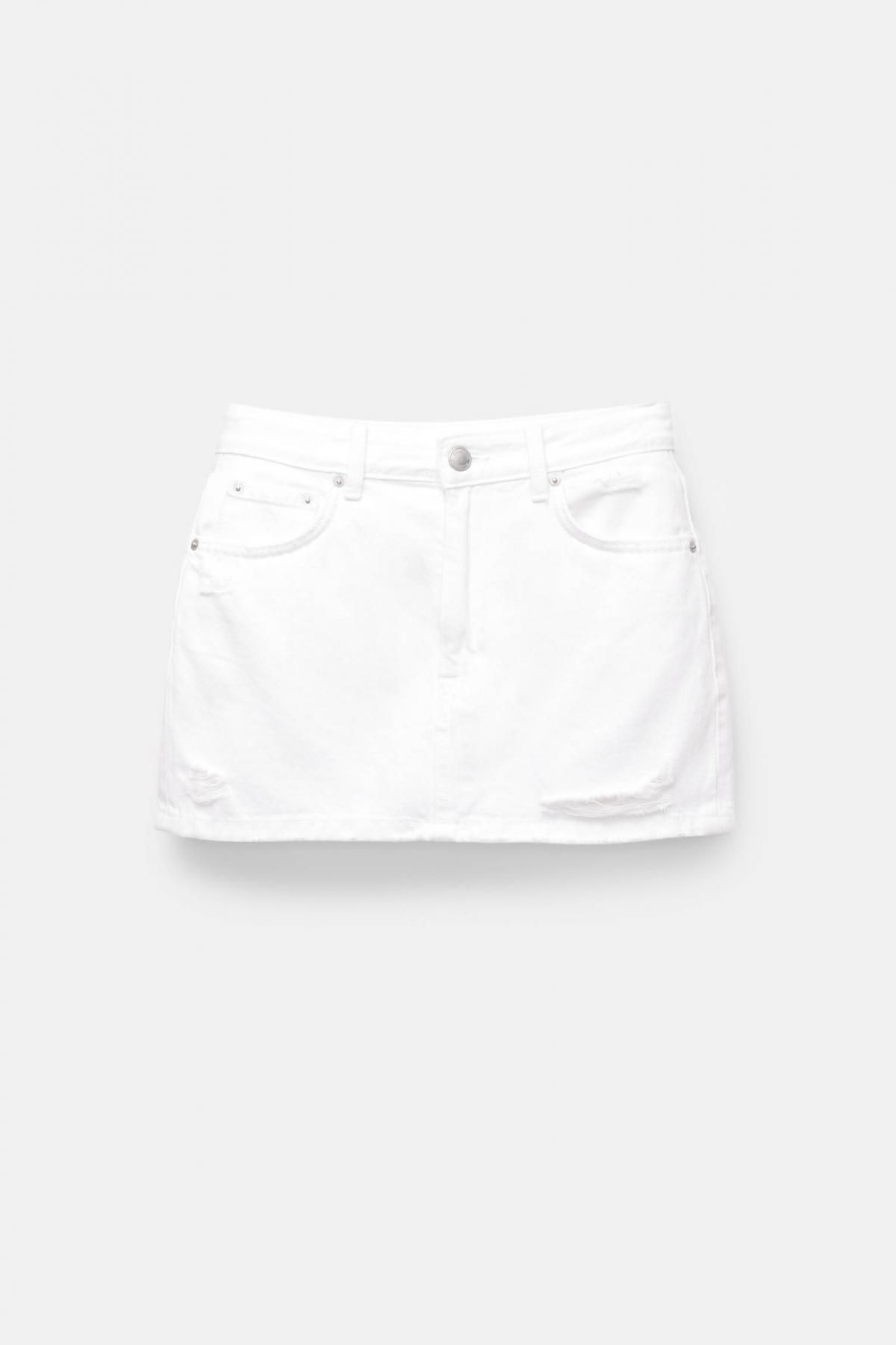 풀앤베어 트렌디 화이트 데님 미니 스커트 7400/307 WHITE - 메인 이미지