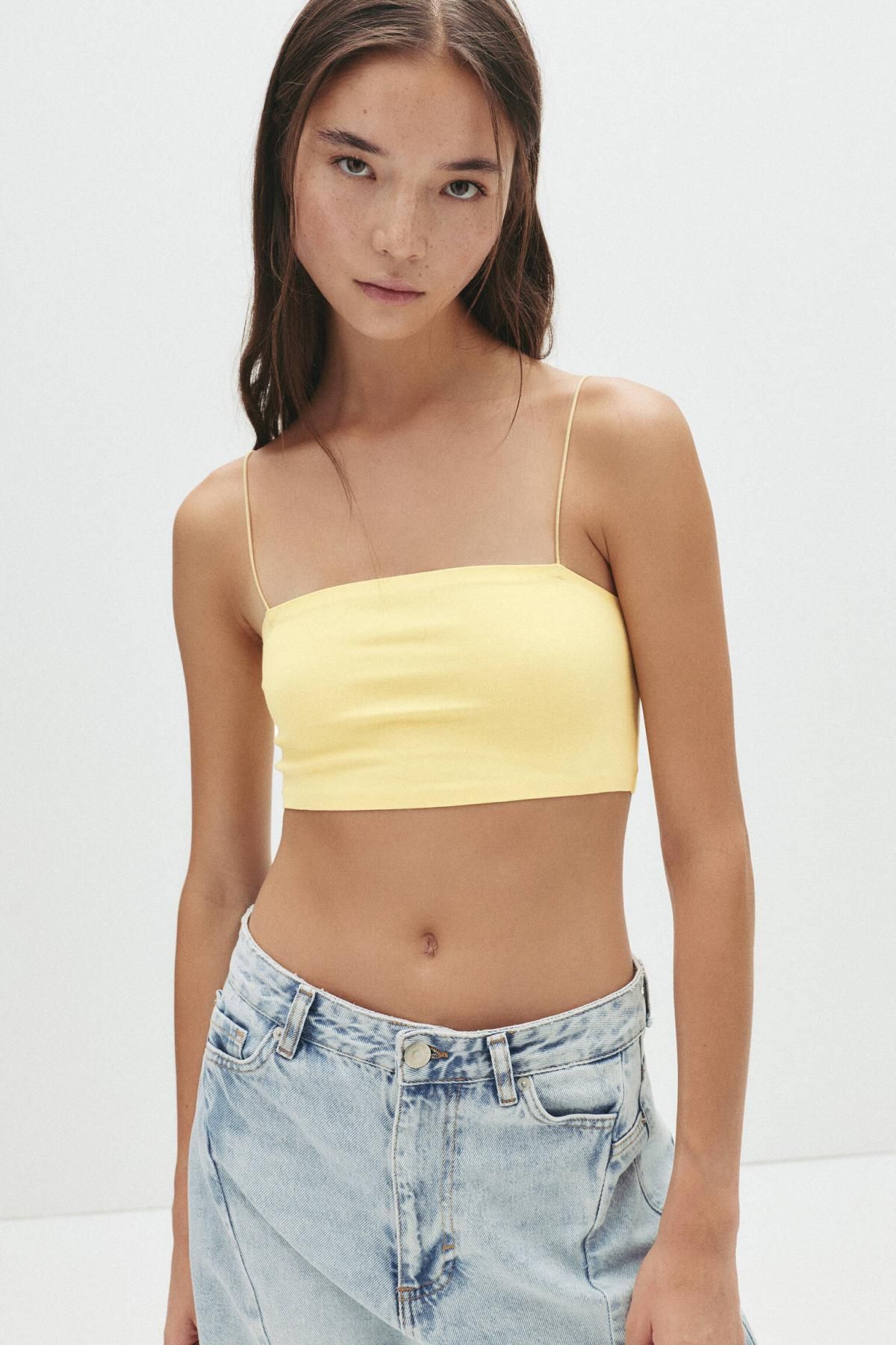 풀앤베어 스트레치 민소매 크롭탑 7151/335 YELLOW - 상세 이미지 5