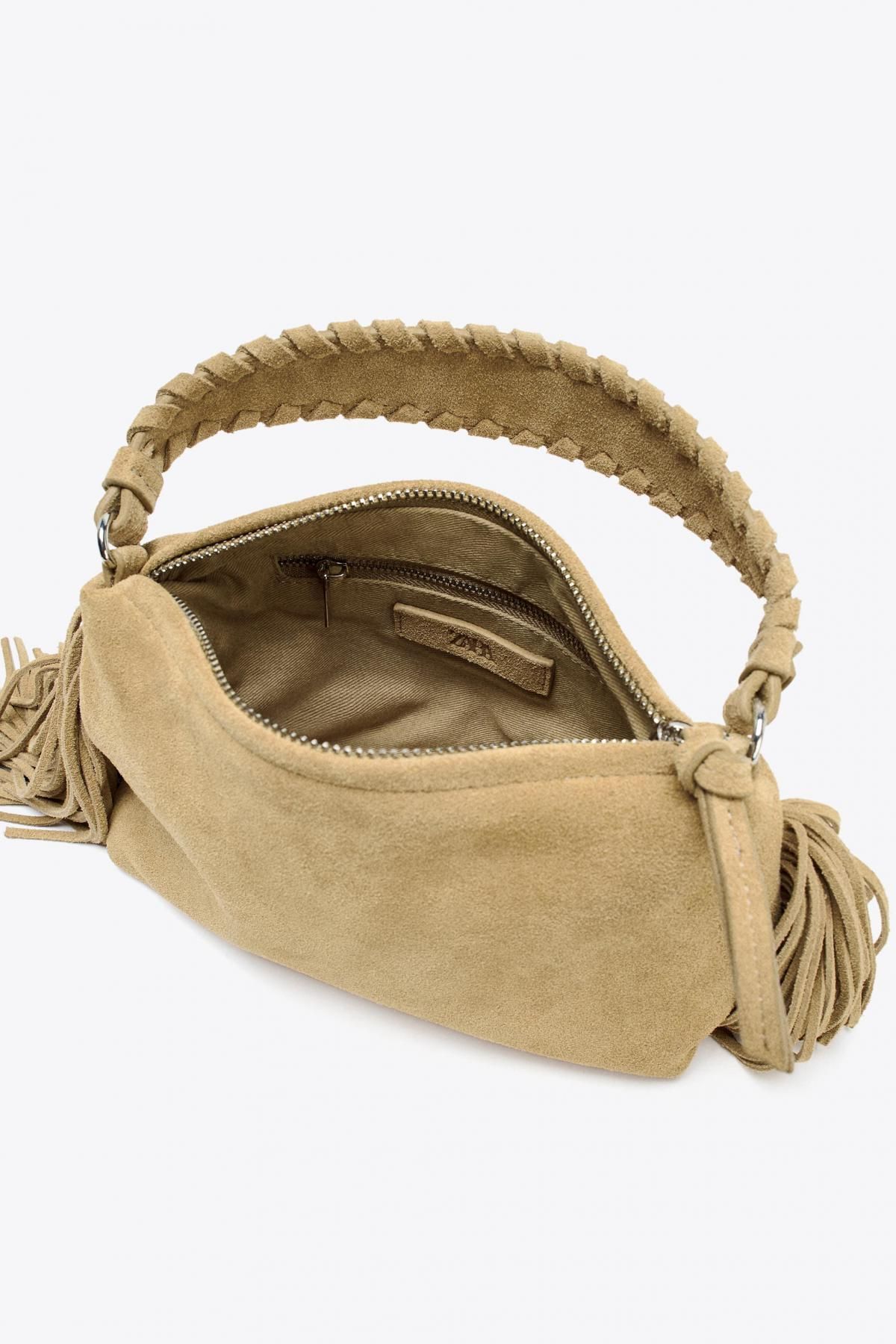 자라 프린지 미니 스웨이드 크로스 토트백 6536/610 SAND/BROWN 이미지 7