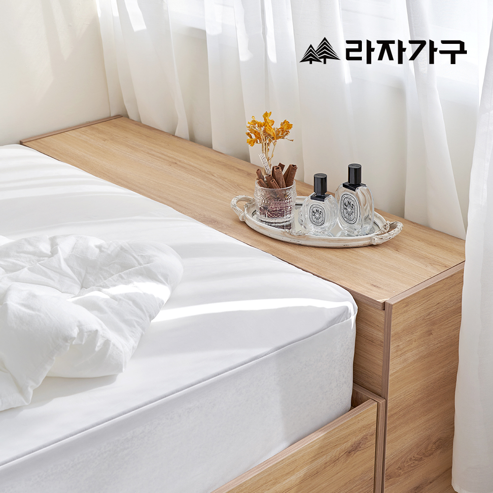 라자가구 누아 수납 서랍 침대 퀸 Q 타이트탑, 낮은헤드_내추럴