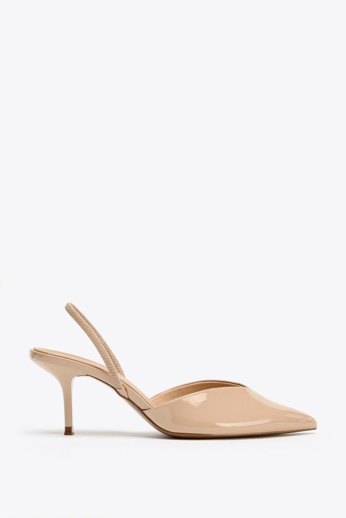 자라 에나멜 베이지 슬링백 스틸레토 힐 슈즈 2217/610 BEIGE - 메인 이미지