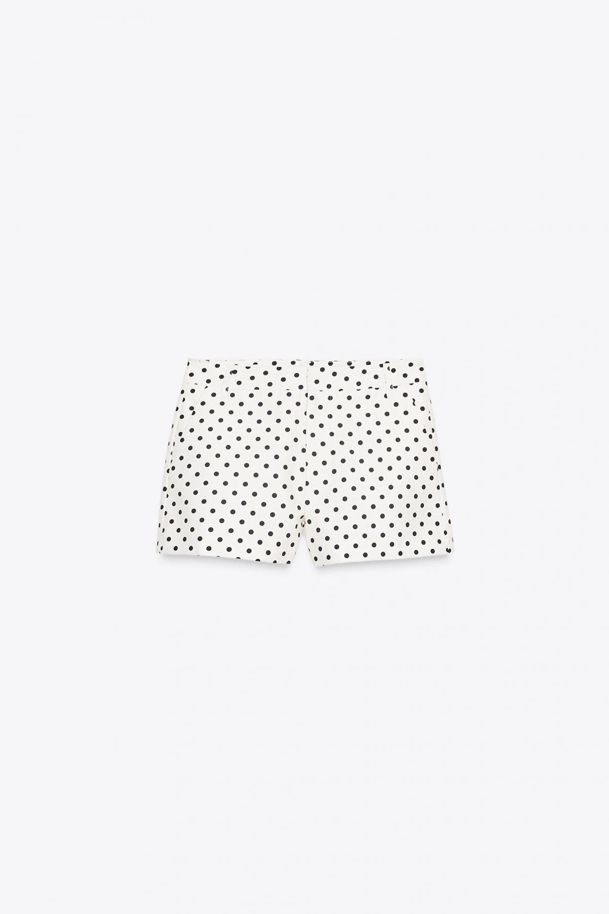 자라 미드웨이스트 도트 패턴 반바지 3067/506 BLACK / WHITE - 상품 이미지