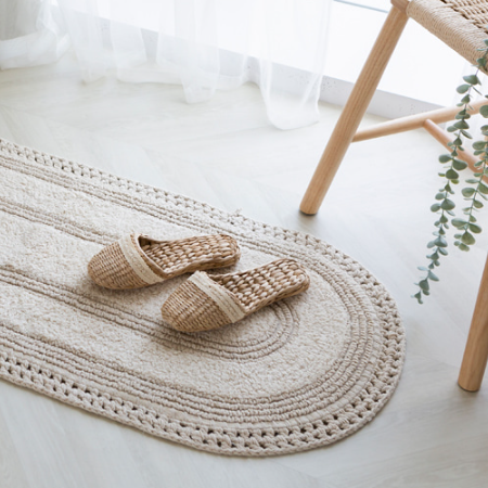 뜨개 라운드 타원형 소프트 주방매트 면 패브릭 발매트 침실 부엌 현관 욕실 주방 소품 러그