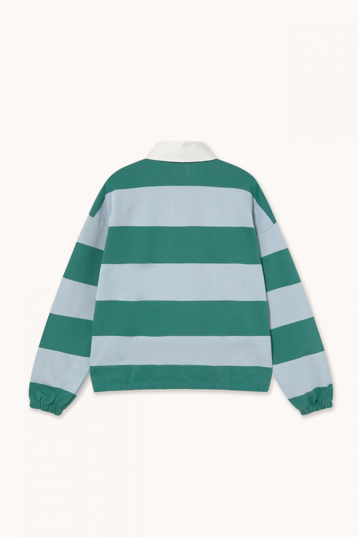 타이니코튼 스트라이프 루즈핏 럭비 긴팔 티셔츠 AW25-778S44 VERDE OSCURO / AZUL LAVADO - 상세 이미지 2