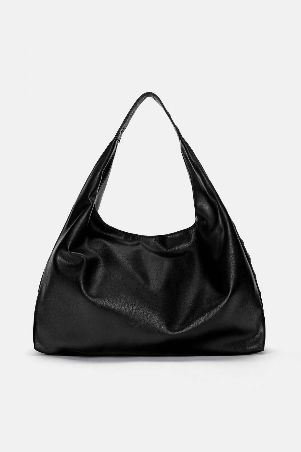 풀앤베어 모던 블랙 페이크레더 스터드 토트백 4093/640 BLACK - 메인 이미지