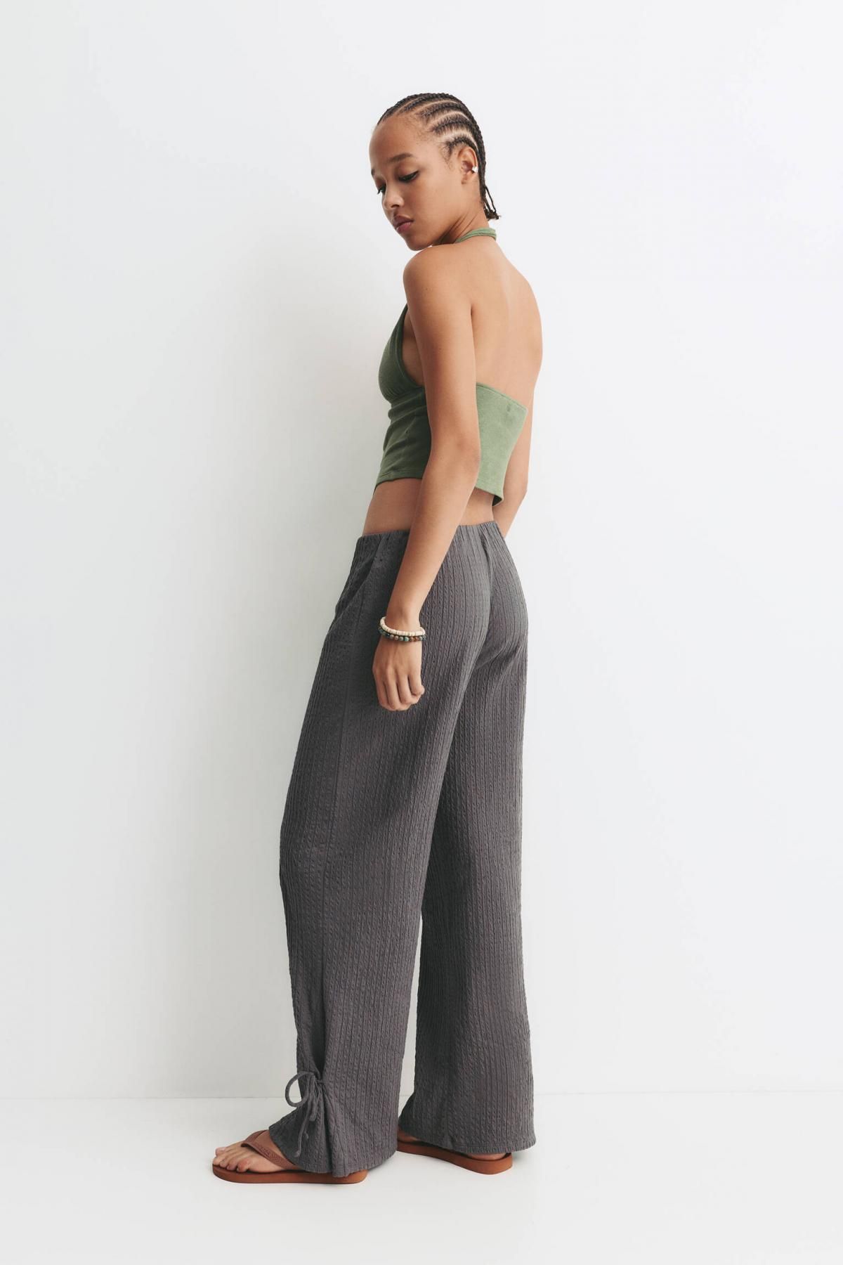 풀앤베어 내추럴 러스틱 텍스처 와이드 니트 팬츠 7675/390 ANTHRACITE GREY - 상세 이미지 5
