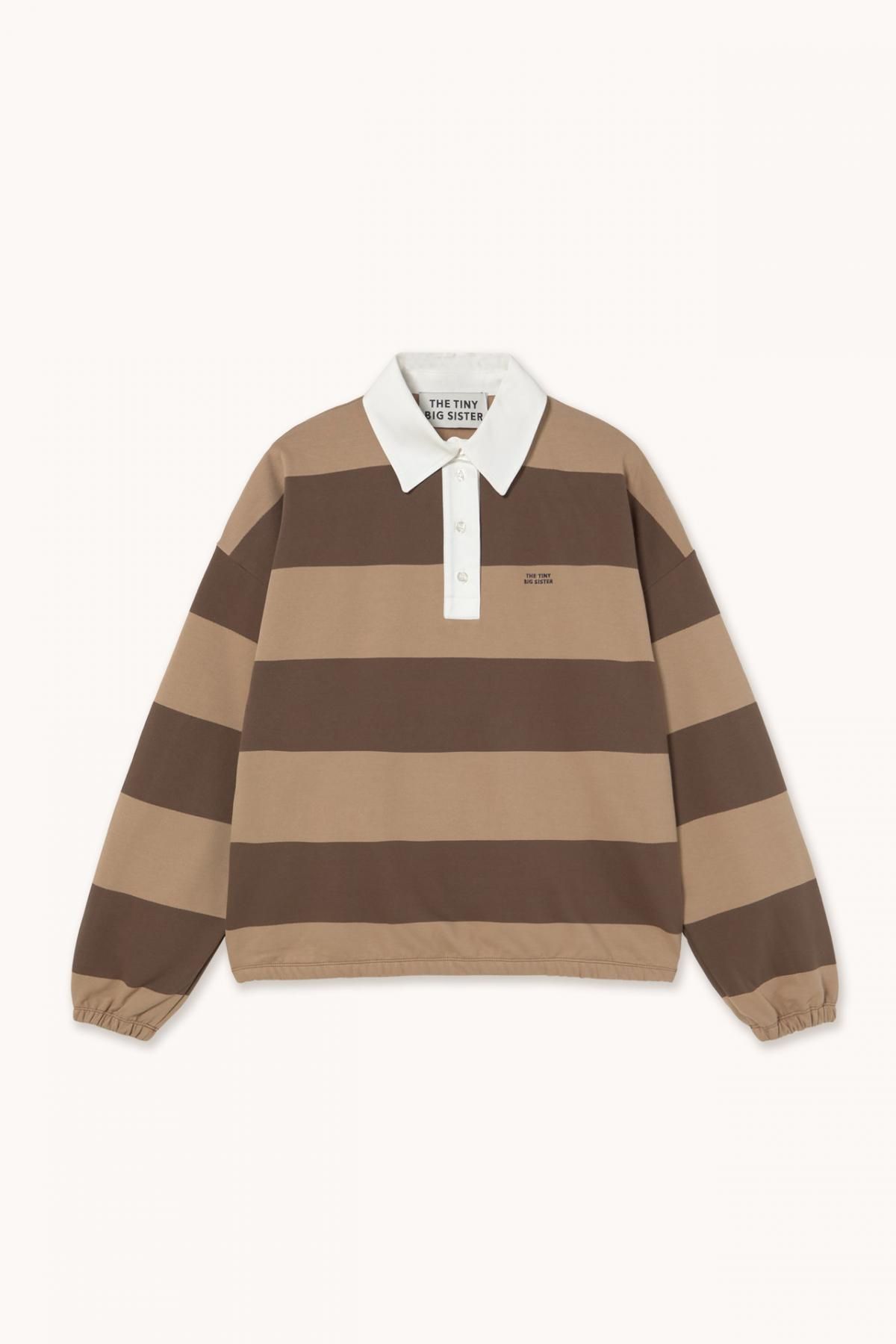타이니코튼 카카오 카라멜 스트라이프 카라 긴팔 맨투맨 AW25-778S45 CACAO / CARAMELO - 상품 이미지