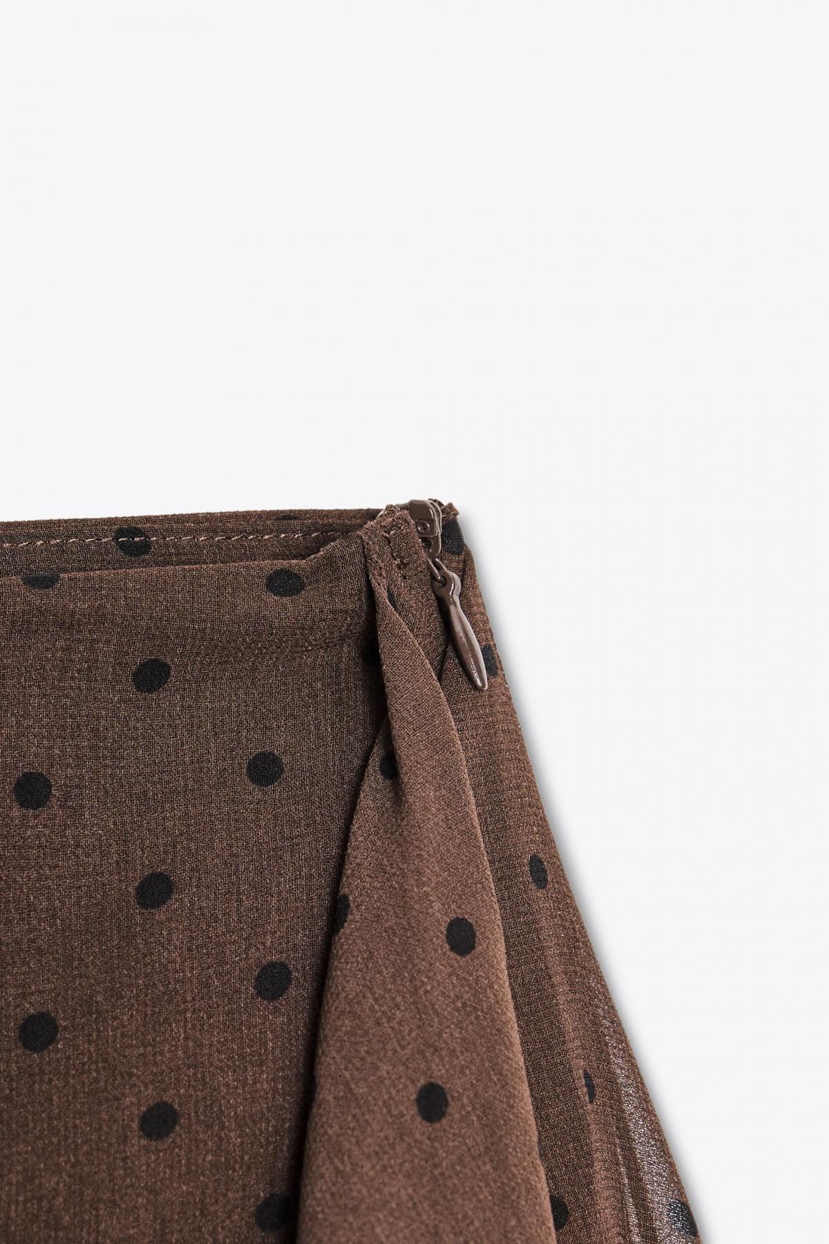 자라 레이어드 도트 패턴 프릴 미니 스커트 팬츠 4391/508 BLACK / BROWN - 상세 이미지 3