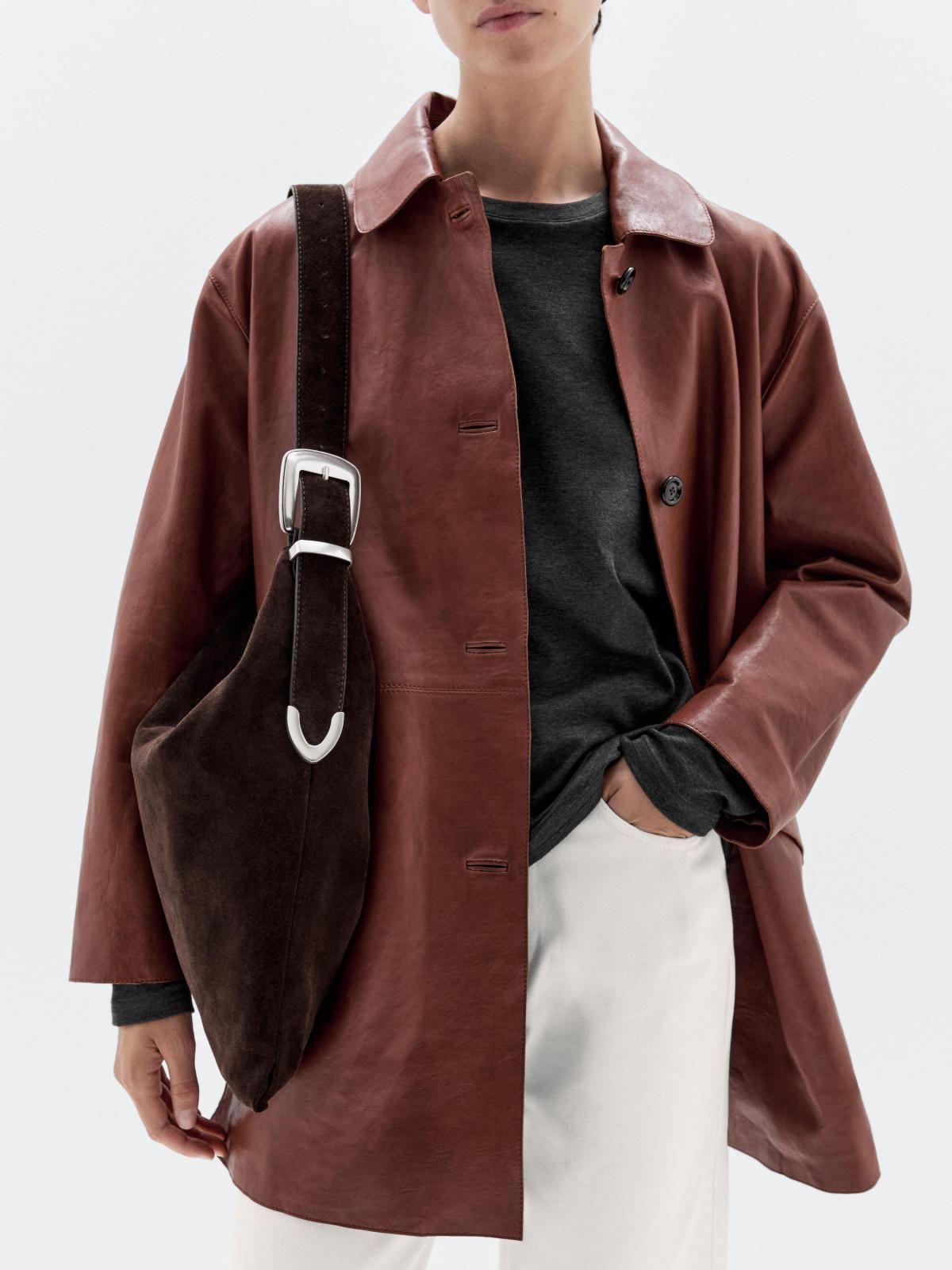 마시모두띠 스웨이드 레더 맥시 호보백 6909/635 BROWN - 상세 이미지 4