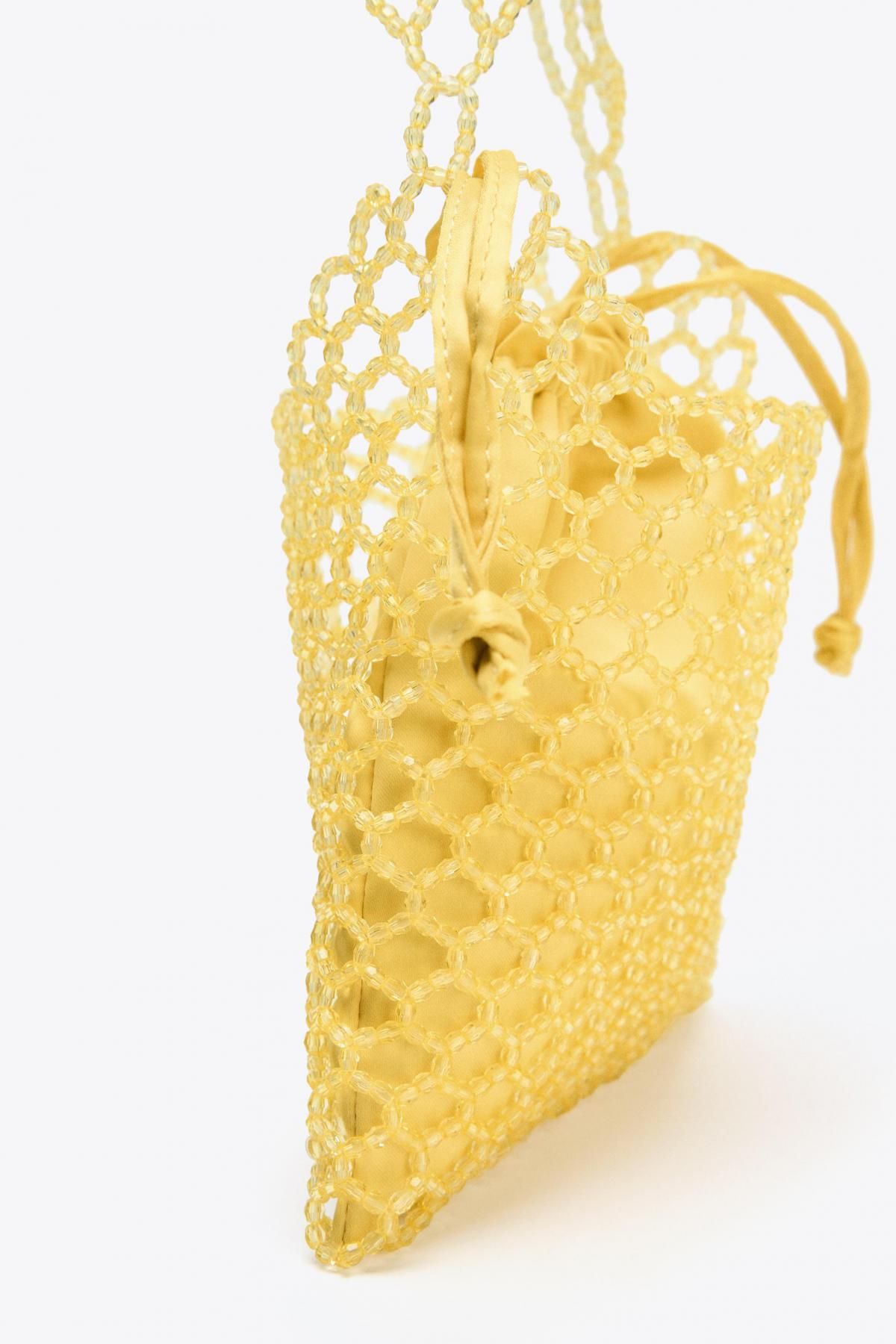 자라 비즈 체인 스트링 미니 버킷백 6593/610 YELLOW - 상세 이미지 5