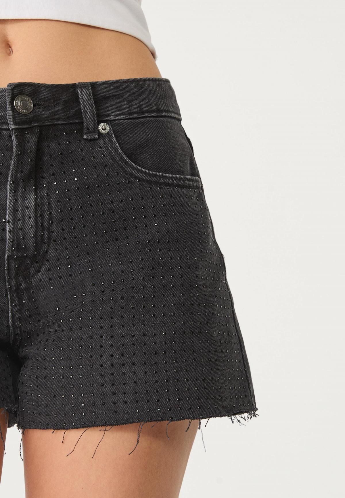 스트라디바리우스 글리터 데님 하이웨이스트 숏팬츠 1259/448 BLACK DENIM RINSE WASH - 상세 이미지 3