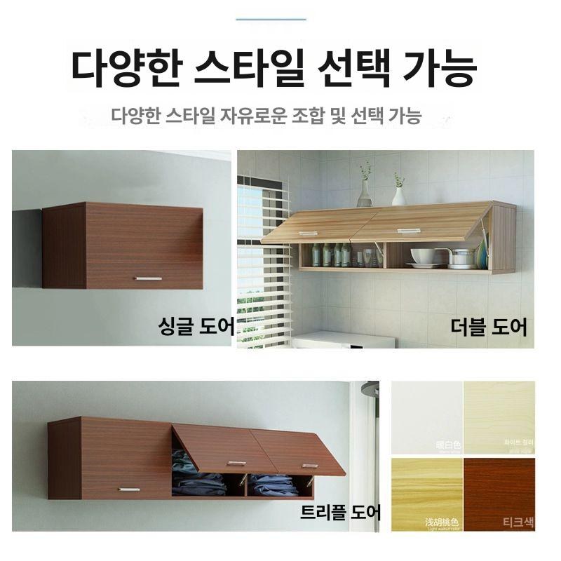벽걸이수납장 주방 욕실 슬라이딩 진열대 인테리어 140x30x30 삼문 - 상세 이미지 3