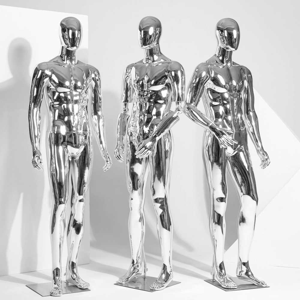 금속 마네킹 의류 전시 철제 프레임 인테리어 스탠드 A형 실버 마네킹 - 상세 이미지 2