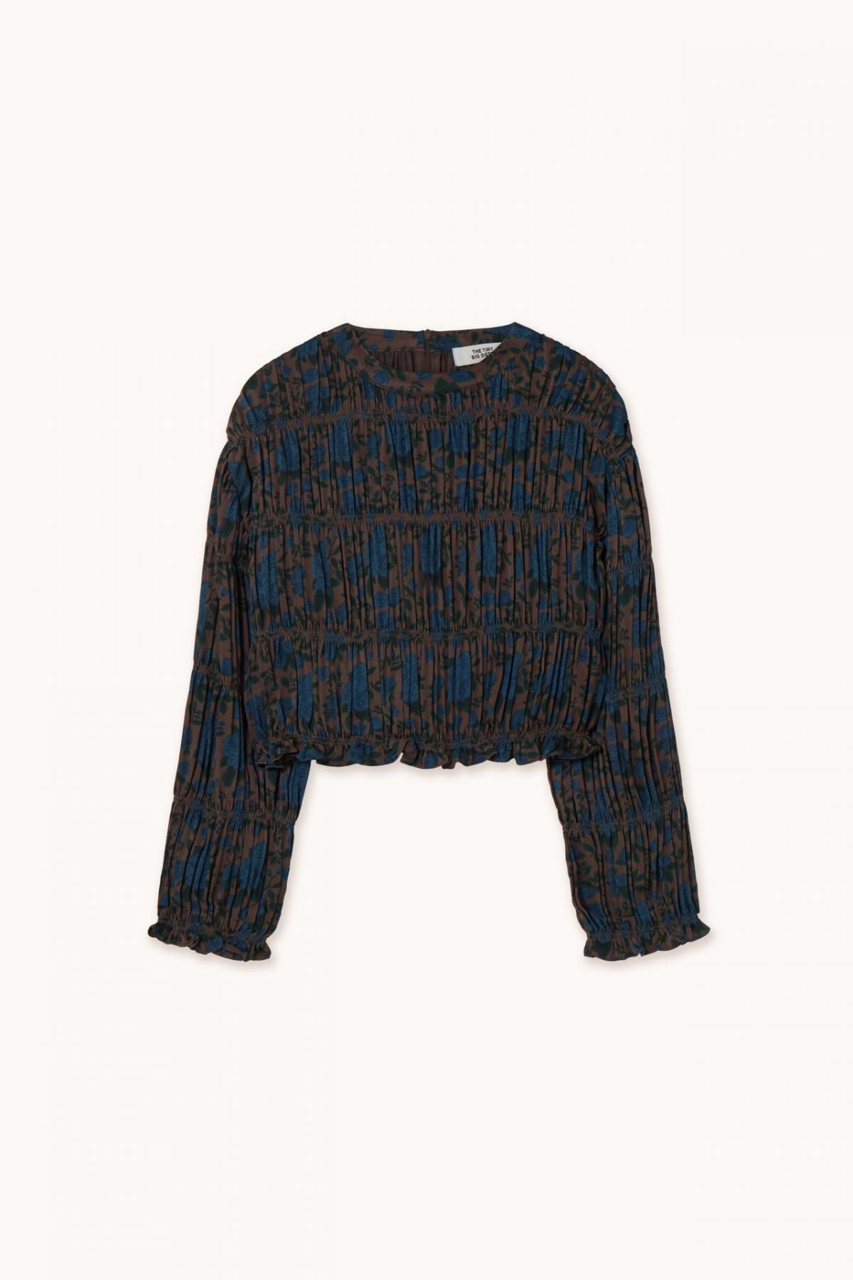 타이니코튼 다크브라운 스모크 플라워 블라우스 AW25-611M05 ONE COLOR - 메인 이미지