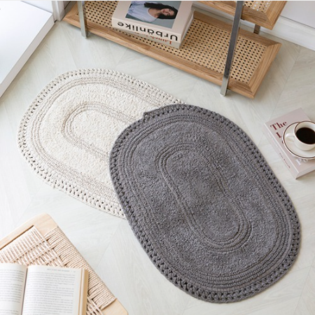 발매트 뜨개 라운드 침대 발 매트 화장실 싱크대 카페트 침실 주방 욕실 빈티지 논슬립 러그