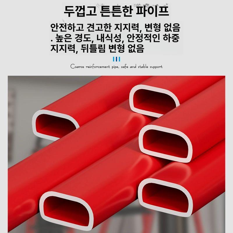 접이식 사다리 안전 특대형 산업용 높이조절 이동식 두꺼운 레드 3단 상하 방진 가로대 - 상세 이미지 3