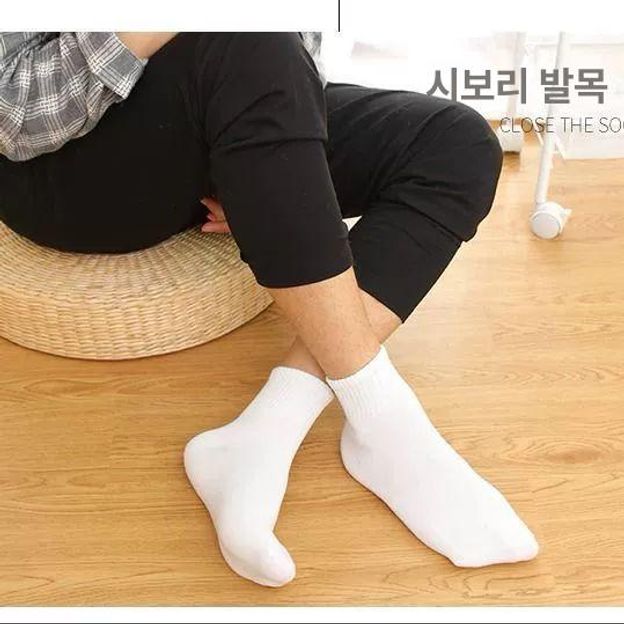 여행용 남성 단목 중목 땀흡수 일회용 양말 놀이터 중간 양말 화이트 - 상세 이미지 3