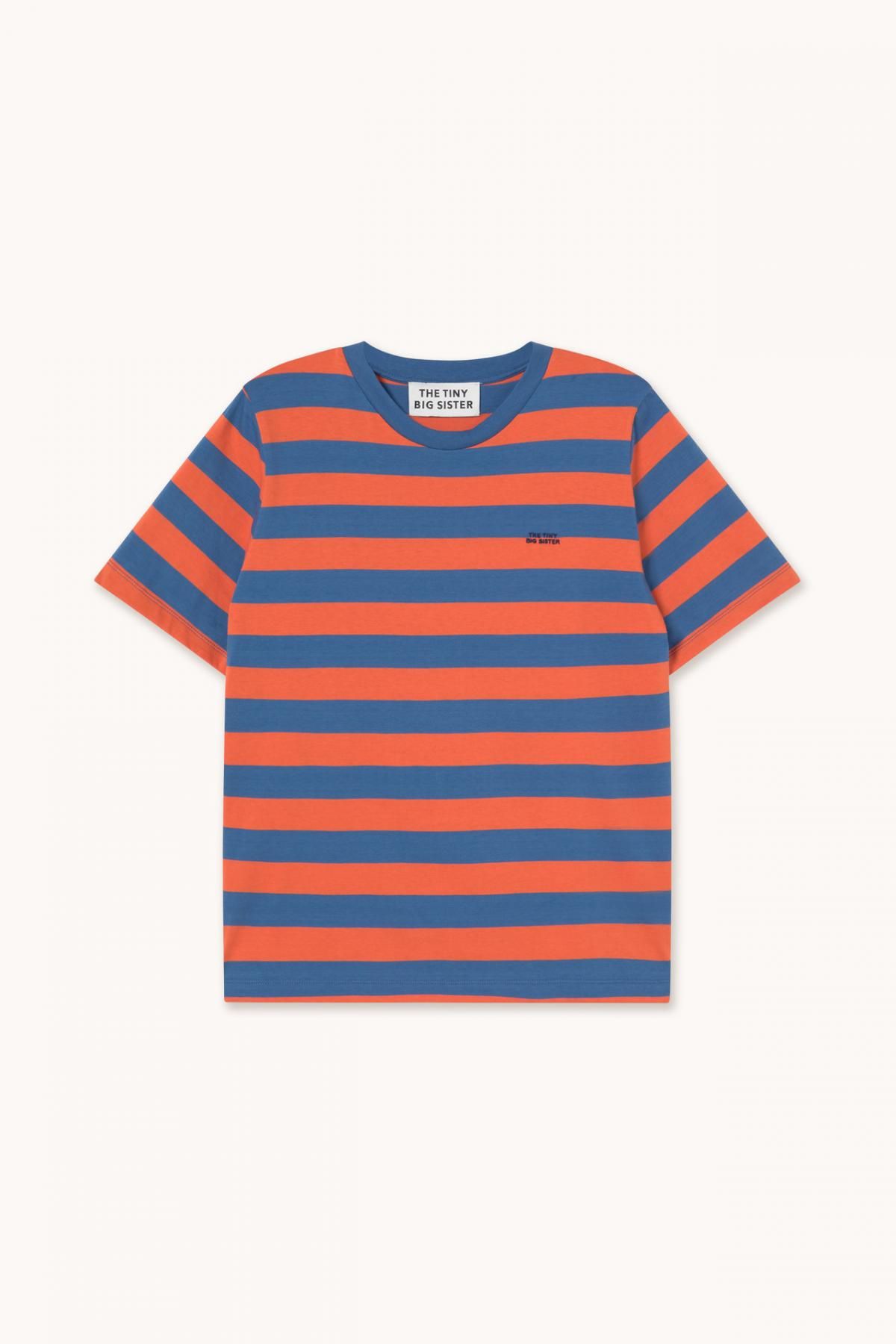 타이니코튼 스트라이프 네이비 레드 반팔 티셔츠 AW25-776S43 AZUL MARINO CLARO / ROJO VERANO - 메인 이미지