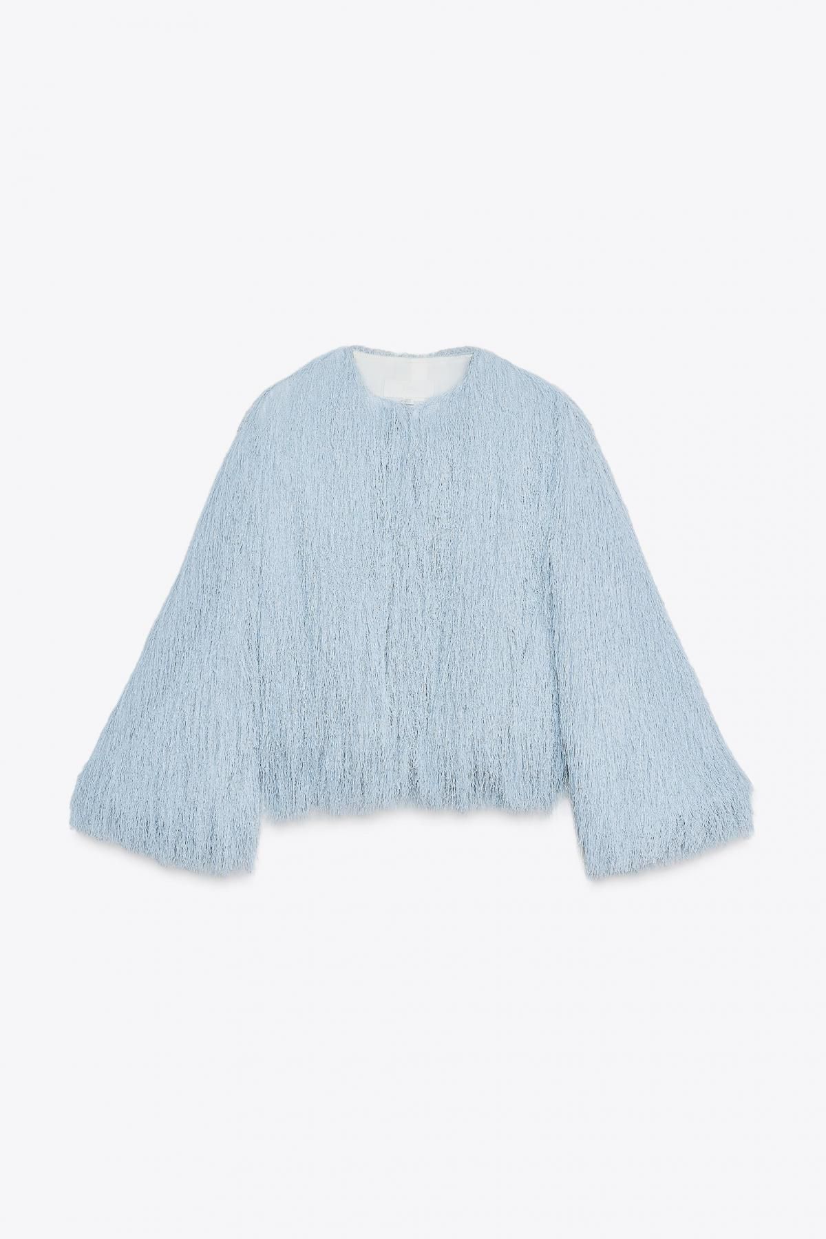 자라 프린지 라운드넥 크롭 재킷 8376/857 LIGHT BLUE - 메인 이미지