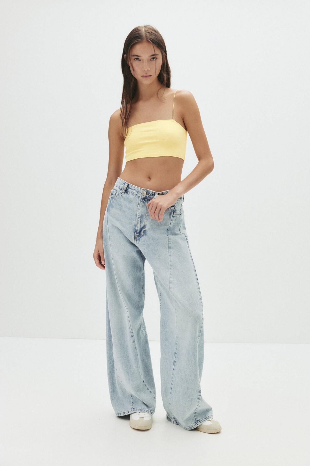 풀앤베어 스트레치 민소매 크롭탑 7151/335 YELLOW - 상세 이미지 2