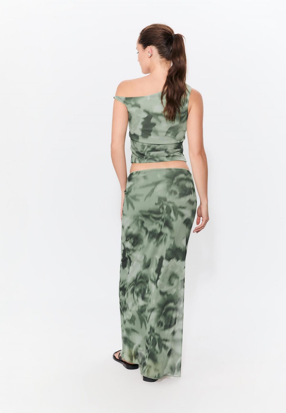 스트라디바리우스 플라워 프린트 튤 롱 스커트 1343/200 KHAKI - 상세 이미지 4