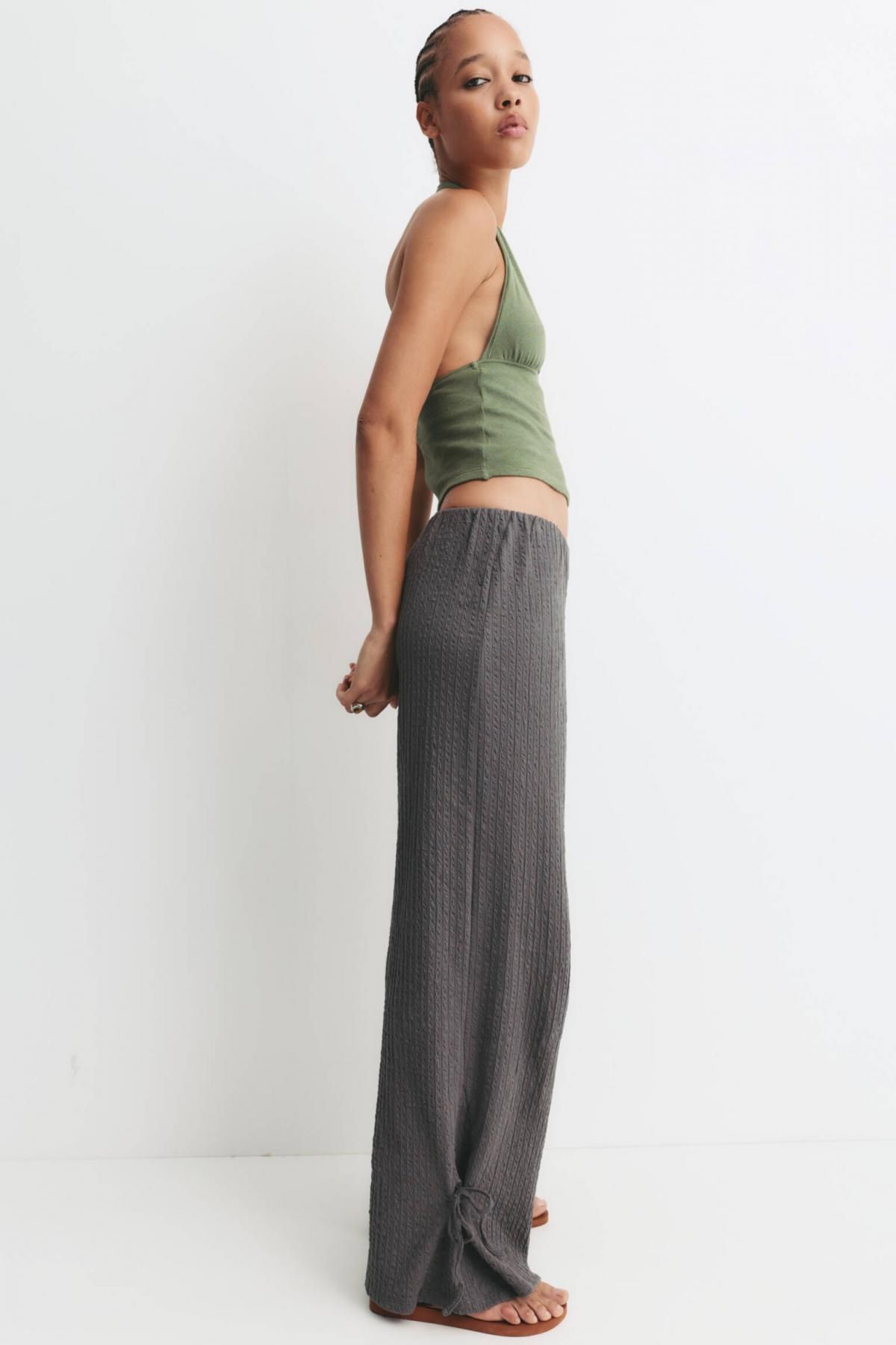 풀앤베어 내추럴 러스틱 텍스처 와이드 니트 팬츠 7675/390 ANTHRACITE GREY - 상세 이미지 2