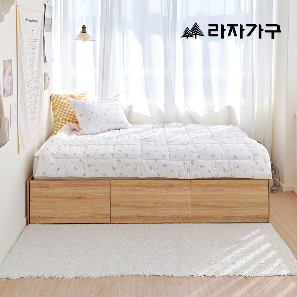라자가구 누아 수납 서랍 침대 슈퍼싱글 SS 필로우탑, 무헤드_내추럴