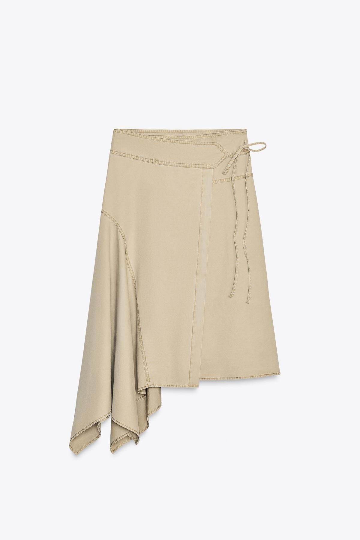 자라 비대칭 비치 사롱 롱 스커트 5320/500 CAMEL - 메인 이미지