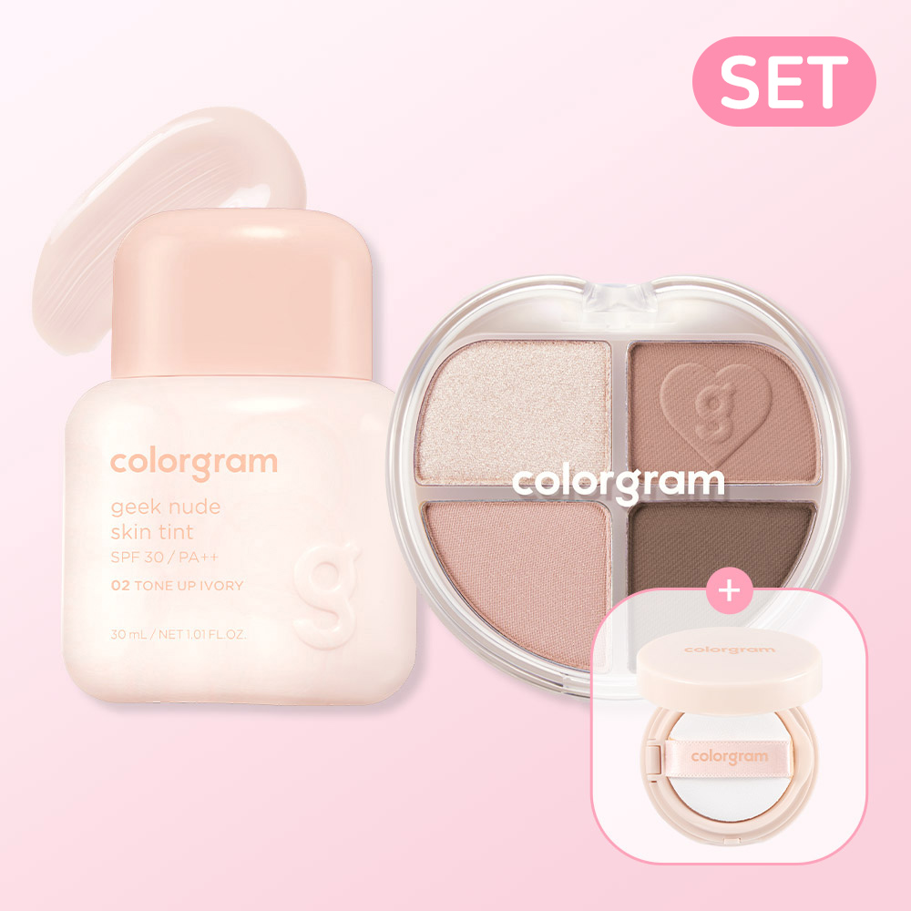[SET] 컬러그램 긱 누드 스킨 틴트 30ml + 틴토리 아이팔레트 4g 2종 세트 / SPF 30 PA++