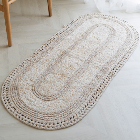 뜨개 라운드 타원형 소프트 주방매트 면 패브릭 발매트 침실 부엌 현관 욕실 주방 소품 러그