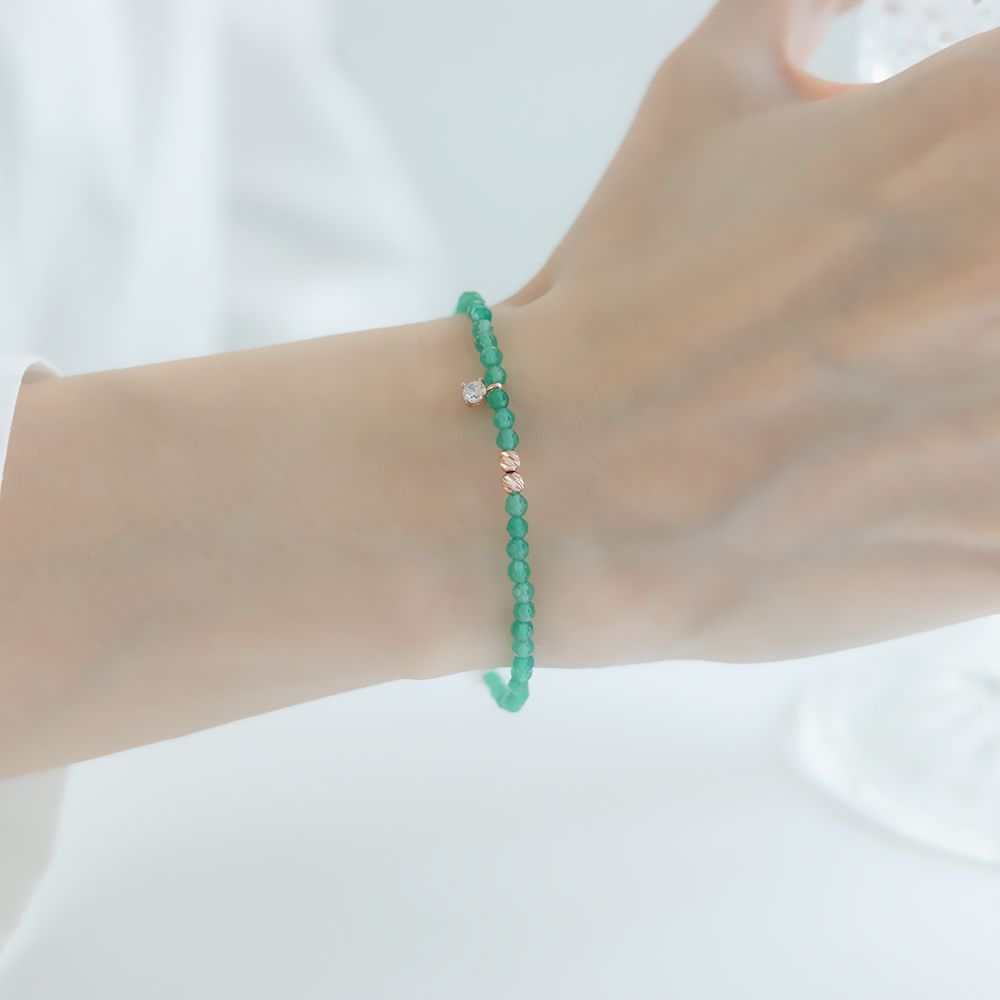 14k 컷팅볼 3mm 그린오닉스 큐빅 팔찌 OPPB0353 이미지 7