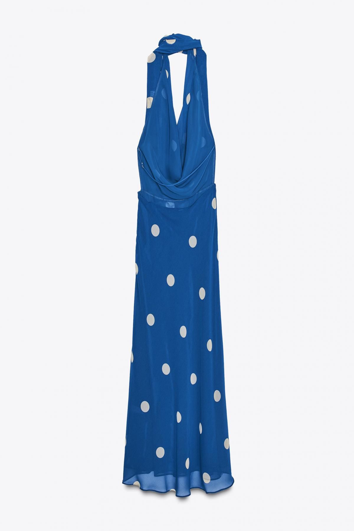 자라 레트로 폴카 도트 롱 원피스 8410/430 BLUE/WHITE - 상세 이미지 5