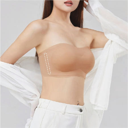 누드브라 속옷 스킨색 민소매 가슴보정 착용감 무봉제