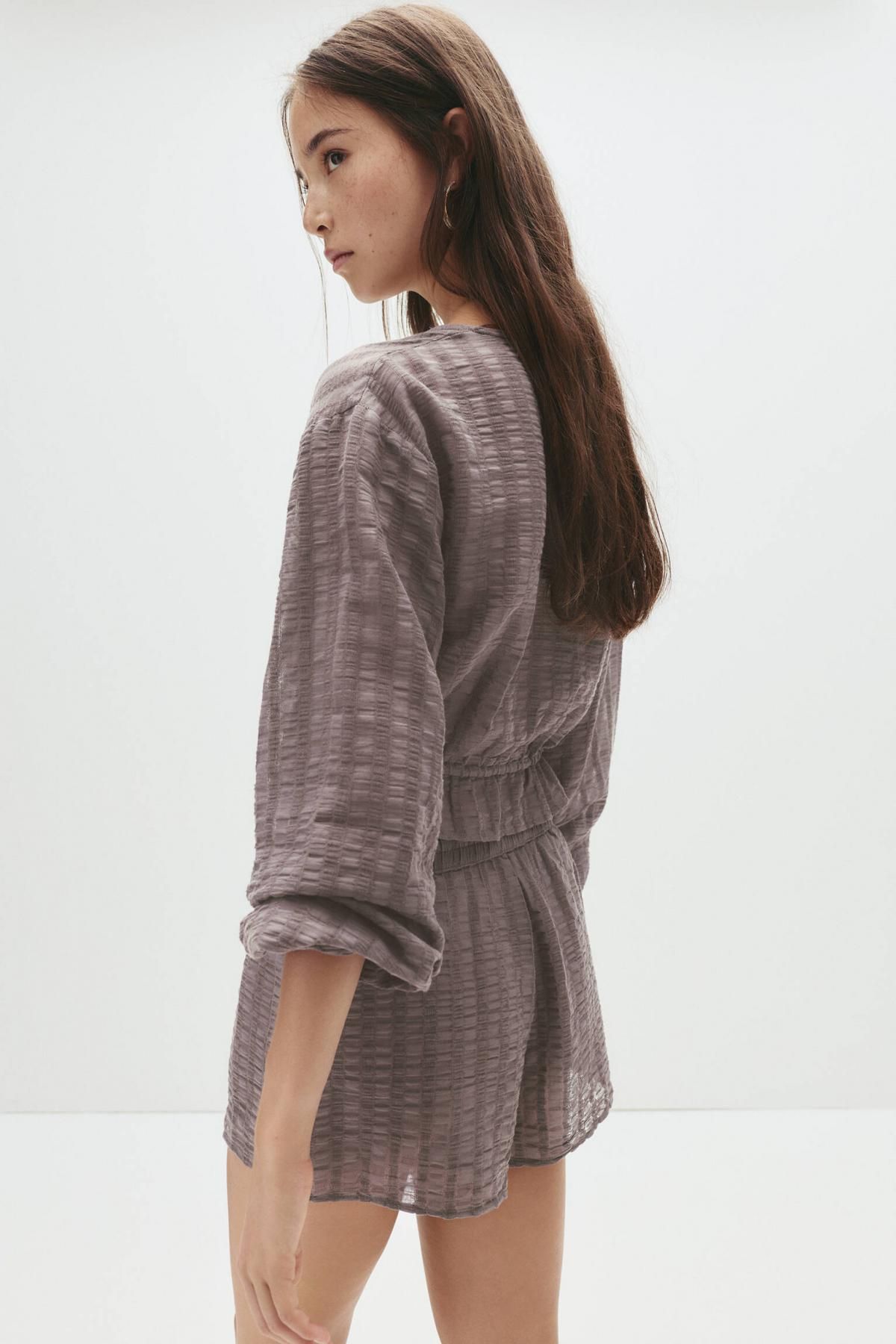 풀앤베어 내추럴 텍스처 스트라이프 숏팬츠 7696/418 BROWN - 상세 이미지 3