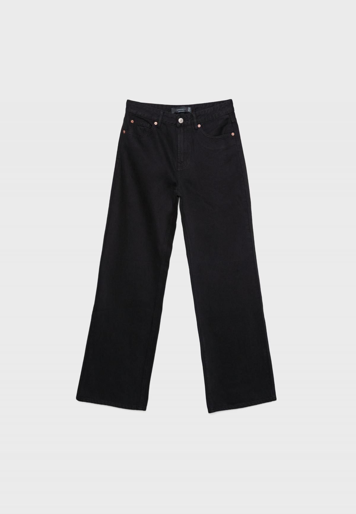 스트라디바리우스 하이웨이스트 와이드핏 블랙 데님 팬츠 4891/820 BLACK - 상세 이미지 2