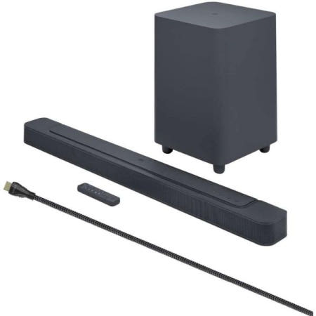 JBL [해외]JBL BAR 500 PRO 5.1 사운드바 번들, 10인치 포함. 무선 서브우퍼 및 2m 8K 초고속 HDMI 케이블