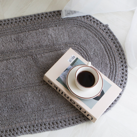 뜨개 라운드 타원형 소프트 주방매트 면 패브릭 발매트 침실 부엌 현관 욕실 주방 소품 러그