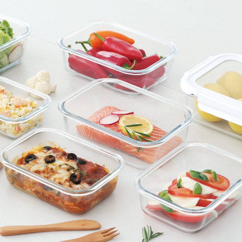 네오플램 클린 내열유리 반찬통 밀폐용기세트 12종, 직사각, 1세트